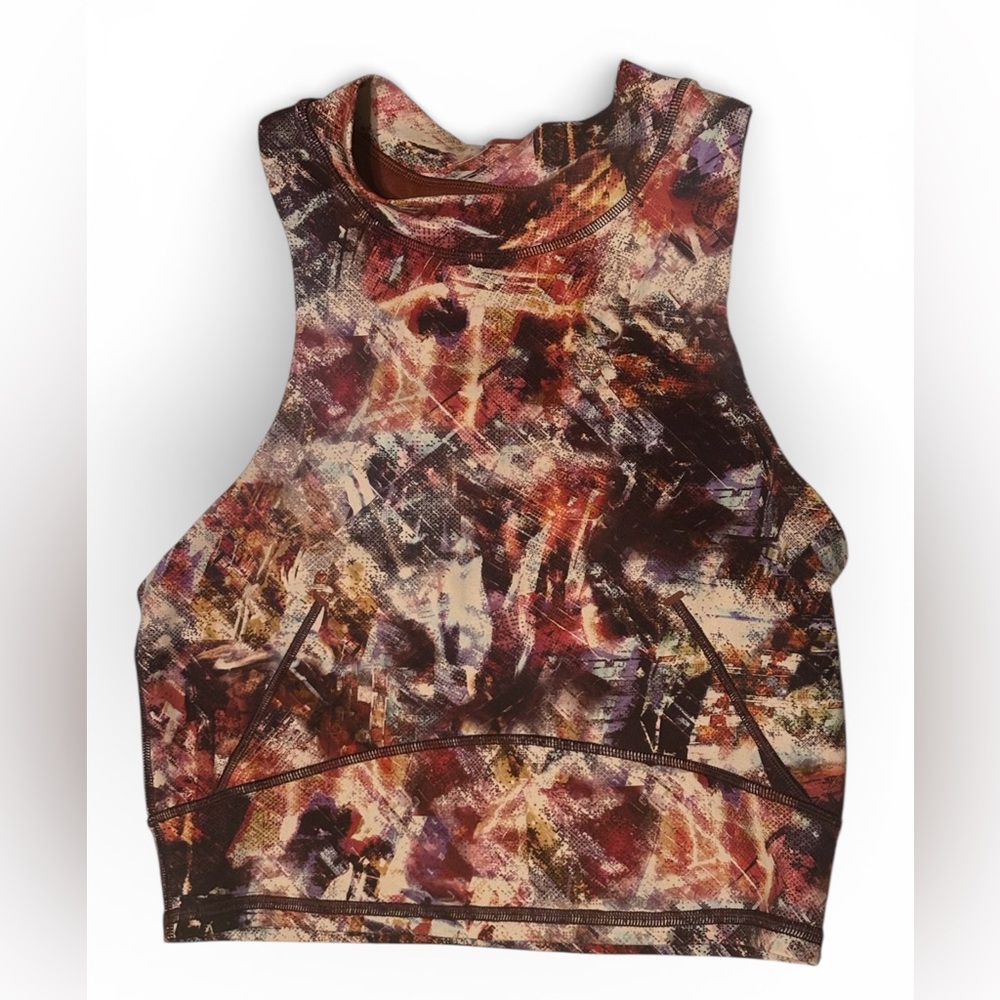 lululemon athletica Everlux and mesh cropped Multicolor Abstract Tank Top Size 4